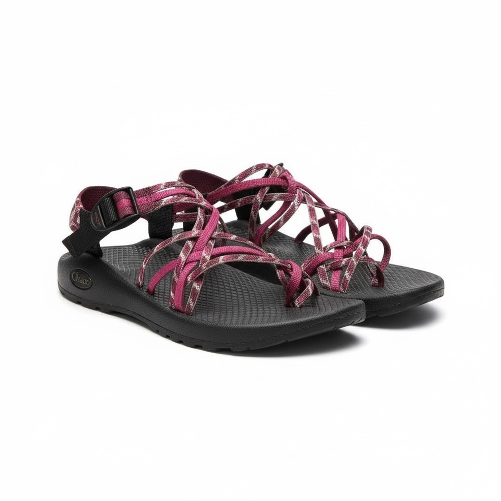 Chaco Women's ZX3 Burgundy/Pink/White Aztec Triple Strap Sandals Size 8 - Picture 1 of 7